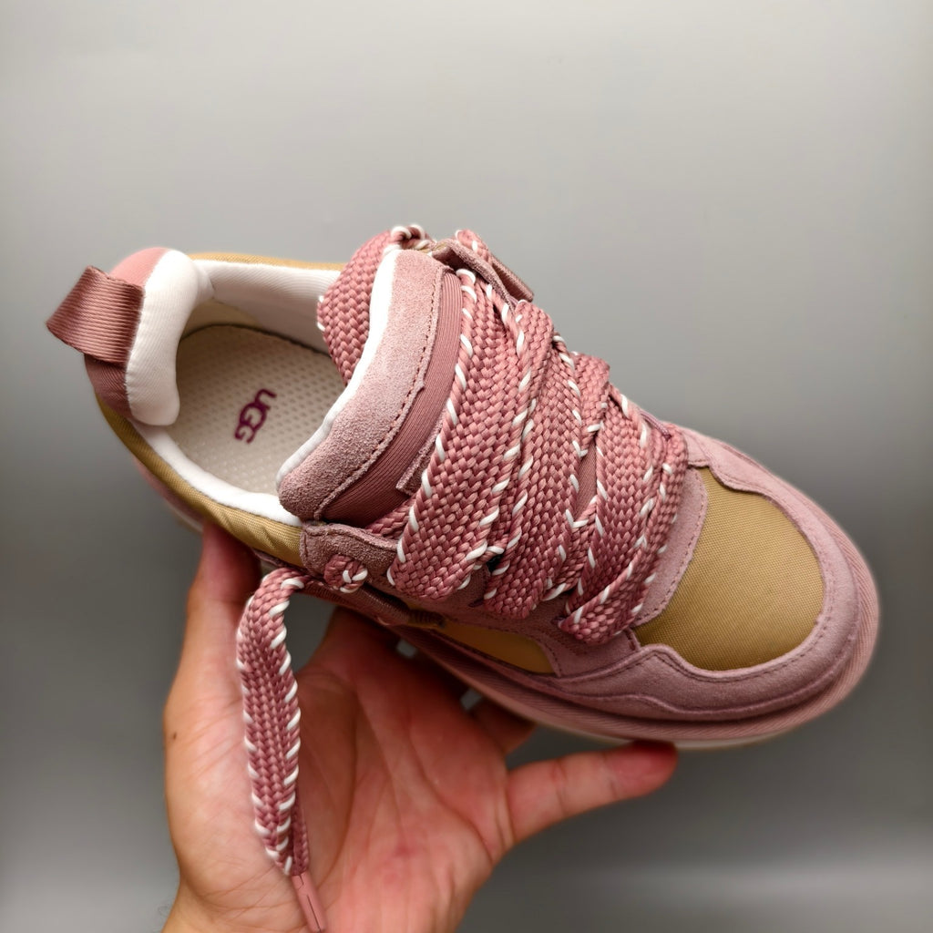 Pink Chunky Dad Sneakers – Lace-Up Casual Style – In Stock