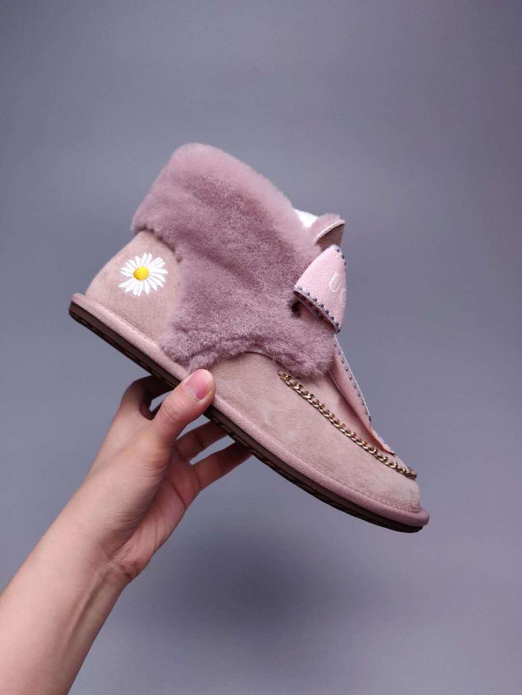 Dusk Pink Daisy Chain Ribbon Shoes – In Stock