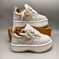 White Chunky Dad Sneakers – Lace-Up Casual Style – In Stock