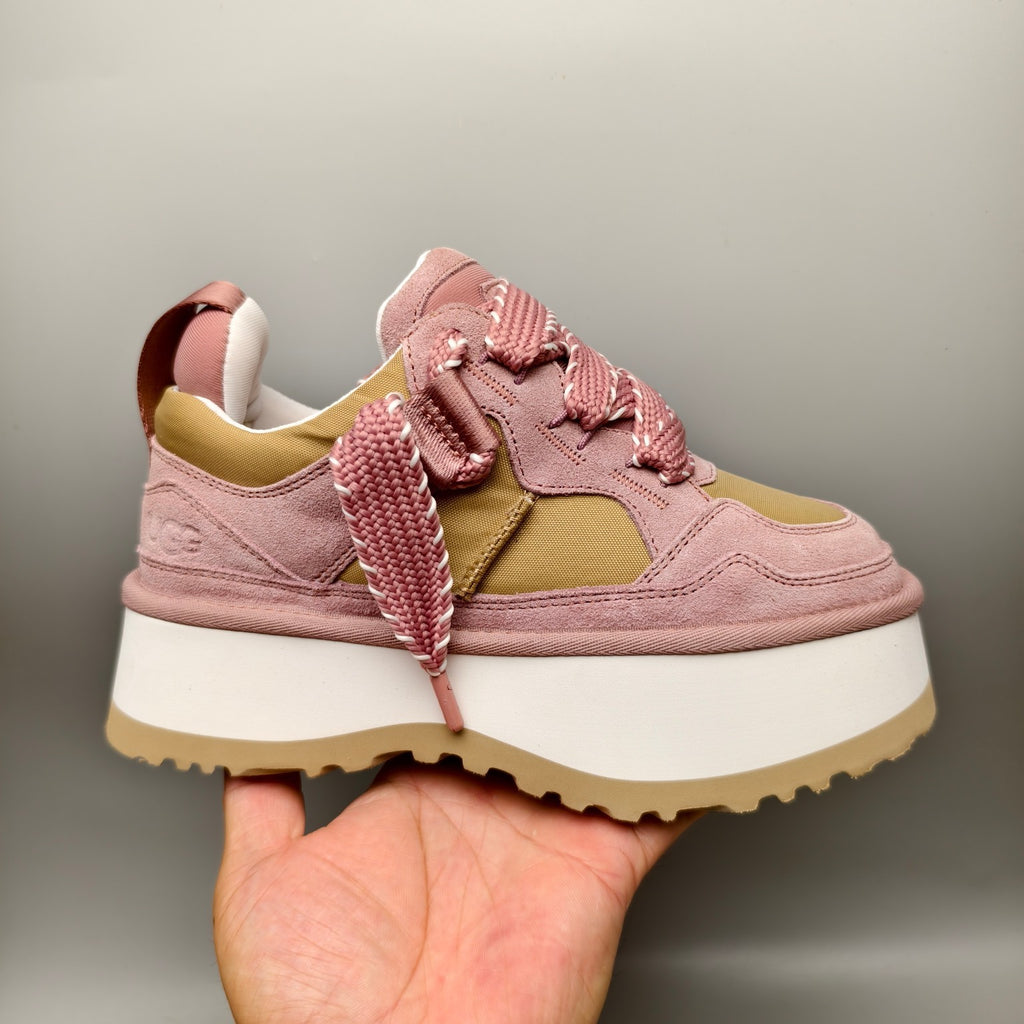 Pink Chunky Dad Sneakers – Lace-Up Casual Style – In Stock