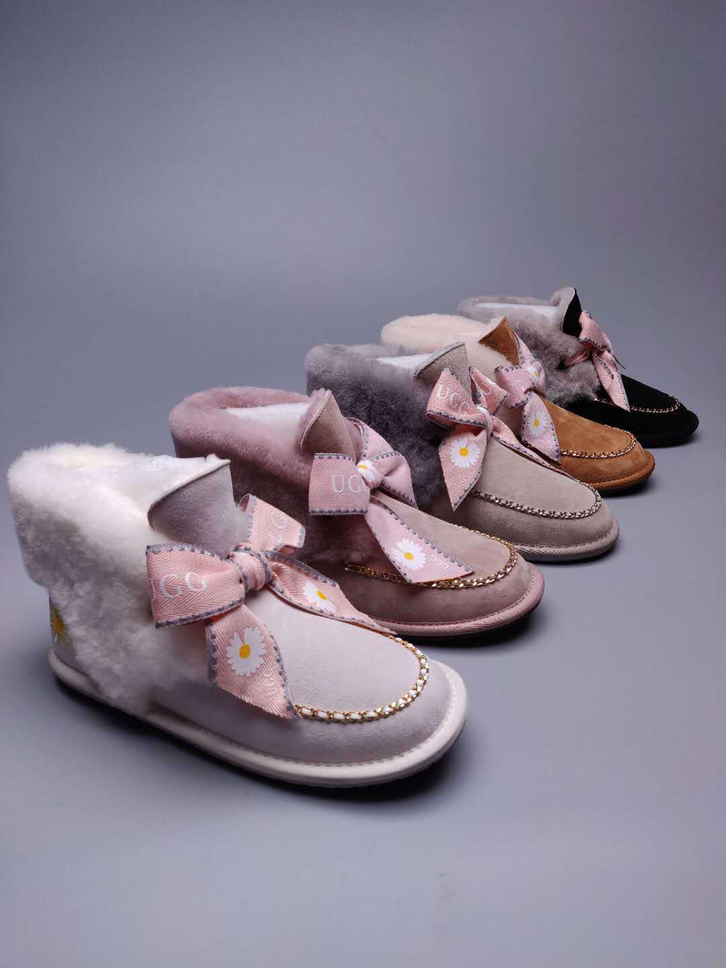 Dusk Pink Daisy Chain Ribbon Shoes – In Stock