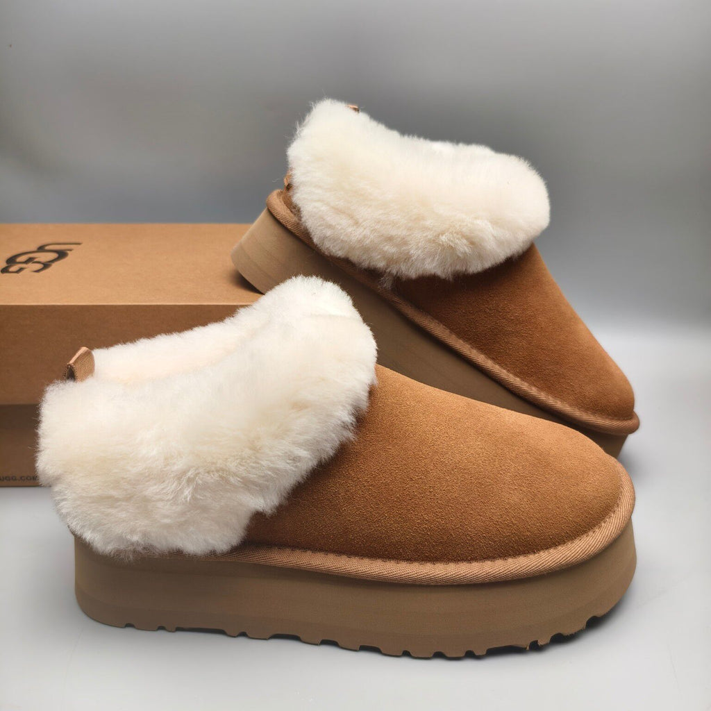 Chestnut Thick-Sole Suede Slip-On Lazy Shoes – In Stock