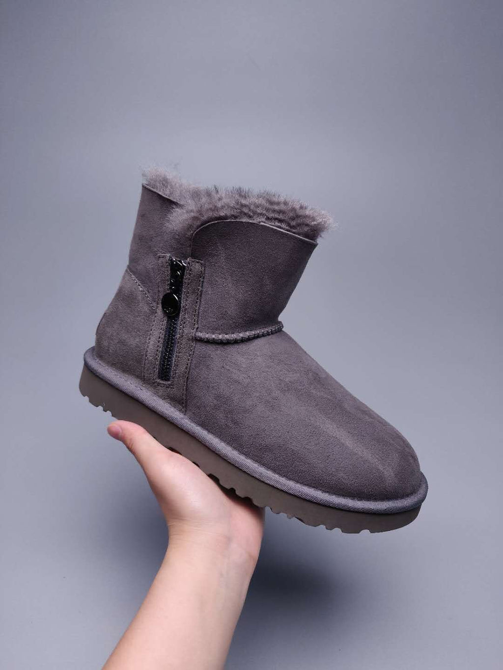 Gray Side-Zip Ankle Boots – In Stock