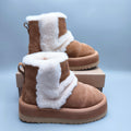 Chestnut Caterpillar Thick-Sole Mid-Top Casual Shoes – In Stock