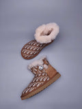 Chestnut Dior-Style Textured Fabric Boots – In Stock