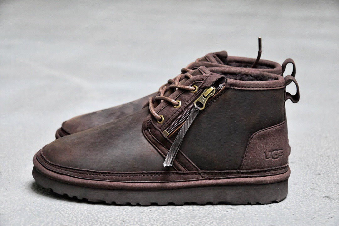 Men's Crazy Horse Leather Zip Shoes