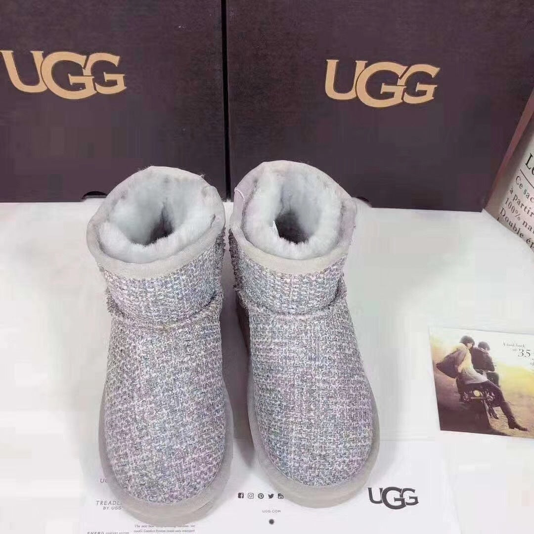 Chanel Gray Kids Chanel-Style Snow Boots