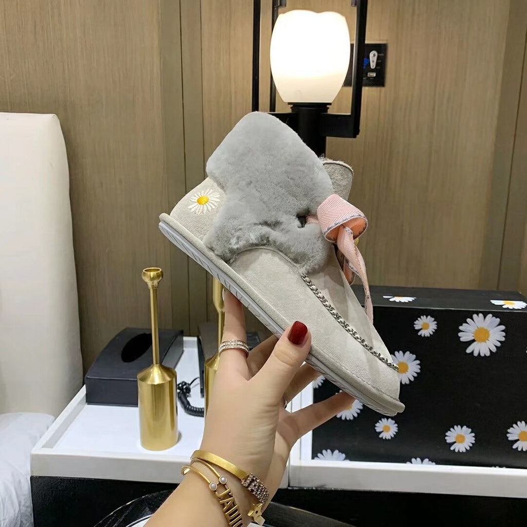 Gray Daisy Chain Ribbon Shoes – In Stock