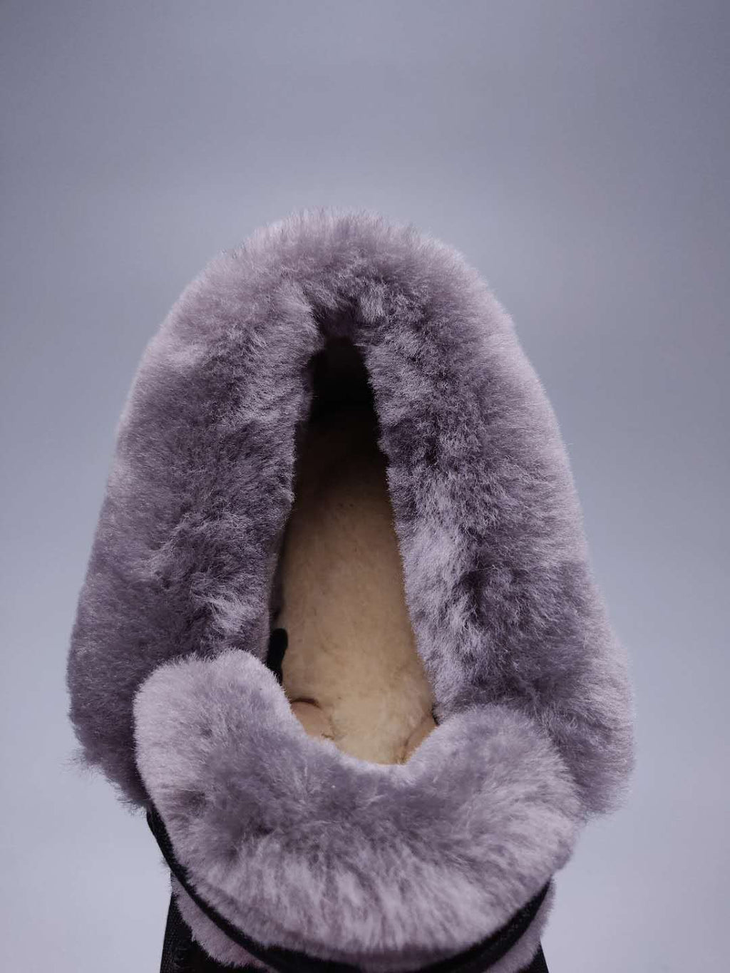 Black Fluffy Trim Lace-Up Ankle Boots – In Stock