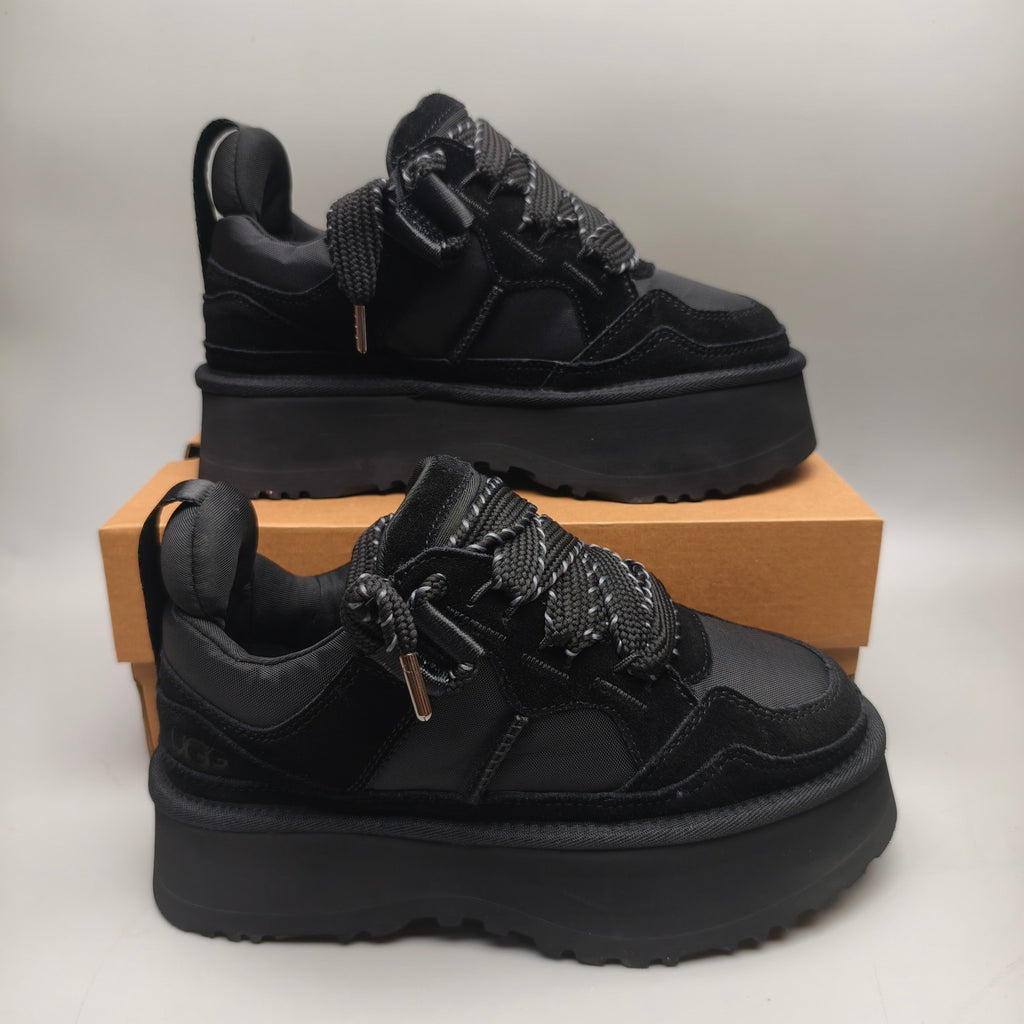 Black Chunky Dad Sneakers – Lace-Up Casual Style – In Stock
