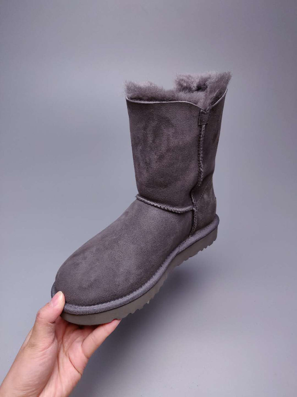 Gray Side-Zip Mid-Calf Boots – In Stock