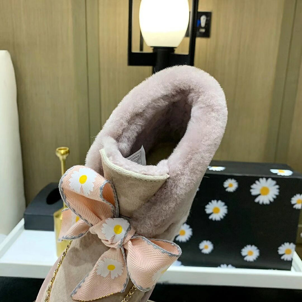 Dusk Pink Daisy Chain Ribbon Shoes – In Stock