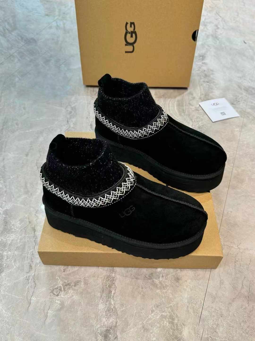 2024 New Ethnic Style Snow Boots with Wool Sock Cuff – Premium Shearling Lined