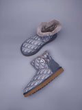 Gray Dior-Style Textured Fabric Boots – In Stock