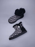 Black Dior-Style Textured Fabric Boots – In Stock