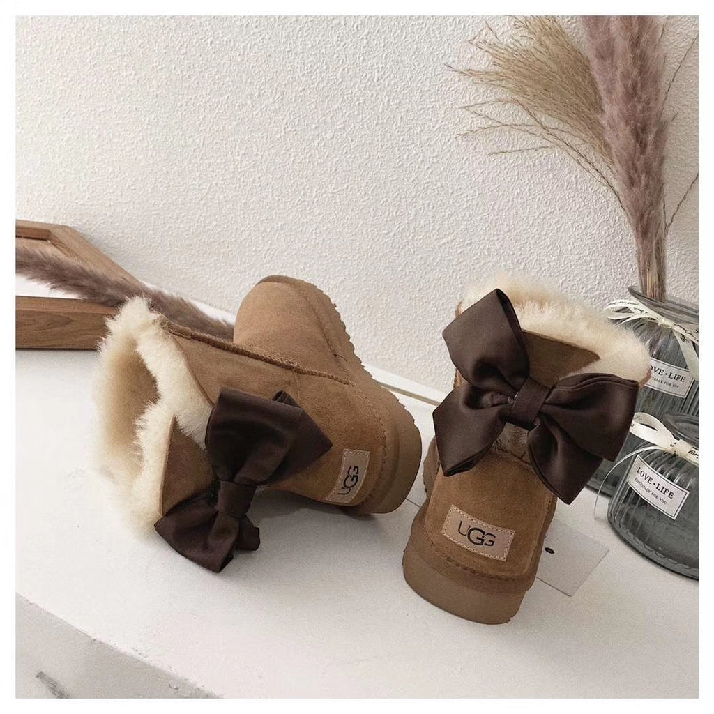 Chestnut Chic Bow Ankle Boots – In Stock