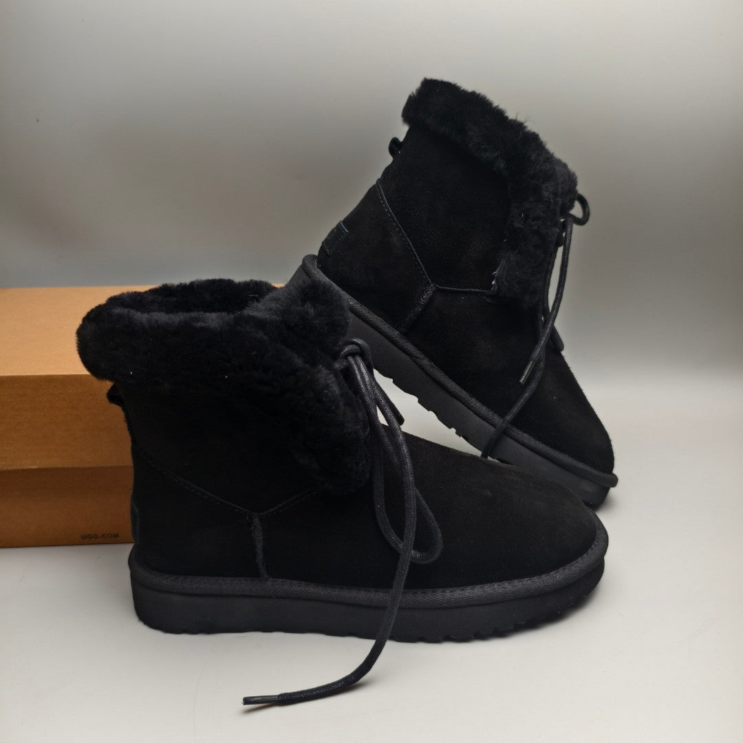 Black Mid-Top Lace-Up Casual Shoes – In Stock