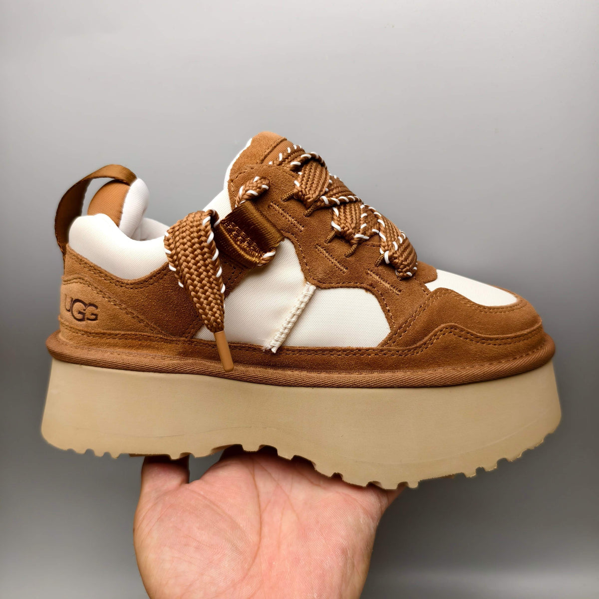 Chestnut Chunky Dad Sneakers – Lace-Up Casual Style – In Stock