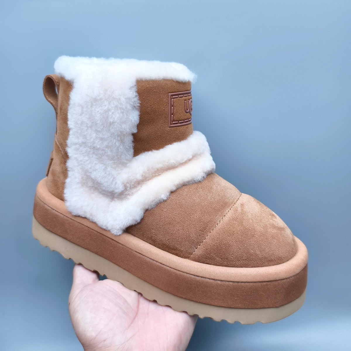 Chestnut Caterpillar Thick-Sole Mid-Top Casual Shoes – In Stock