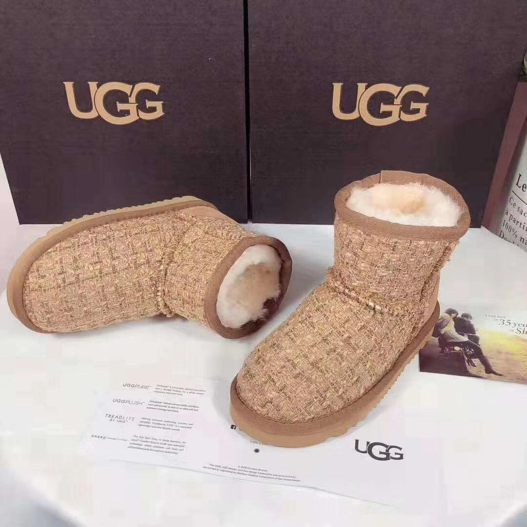 Chanel Chestnut Kids Chanel-Style Snow Boots