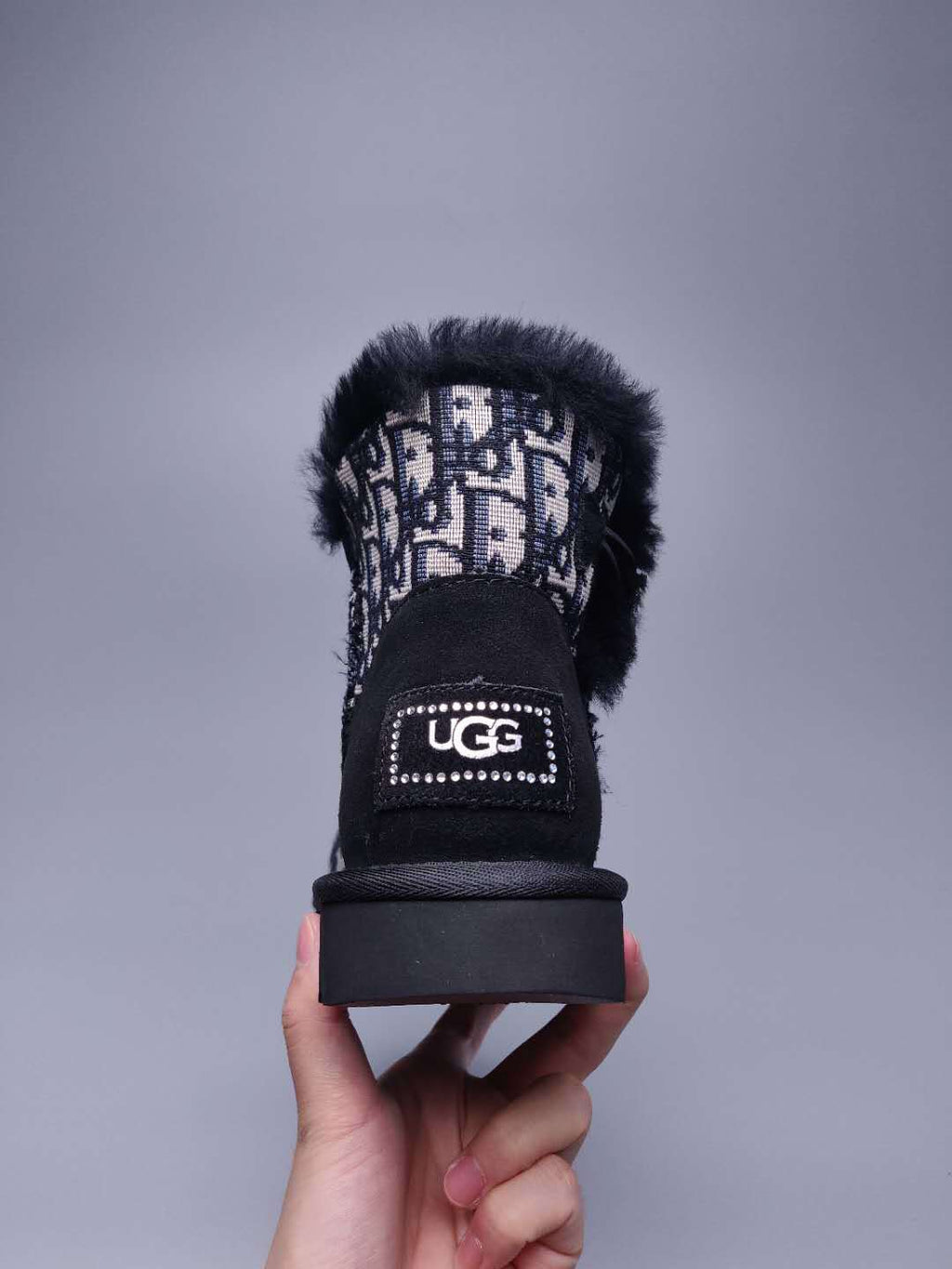 Black Dior-Style Textured Fabric Boots – In Stock