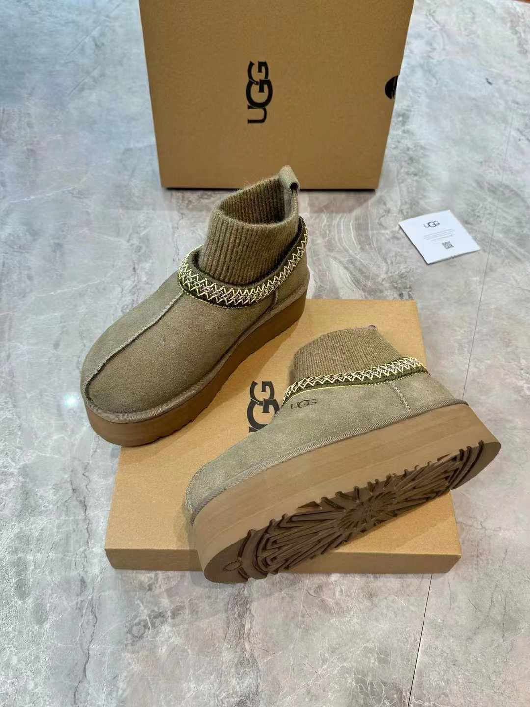 2024 New Ethnic Style Snow Boots with Wool Sock Cuff – Premium Shearling Lined