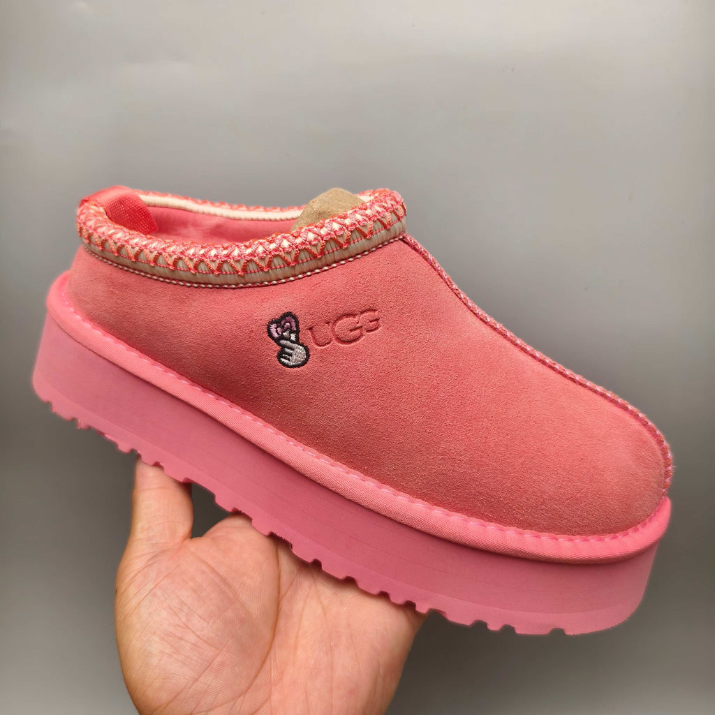 Rose Red Ethnic Style Thick-Sole Casual Shoes – In Stock
