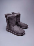 Gray Side-Zip Mid-Calf Boots – In Stock