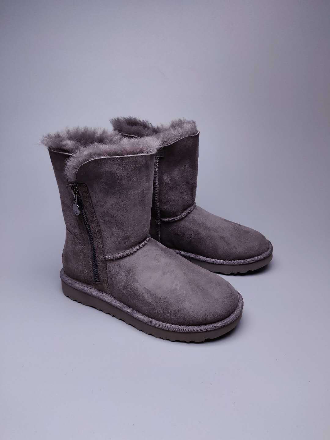Gray Side-Zip Mid-Calf Boots – In Stock