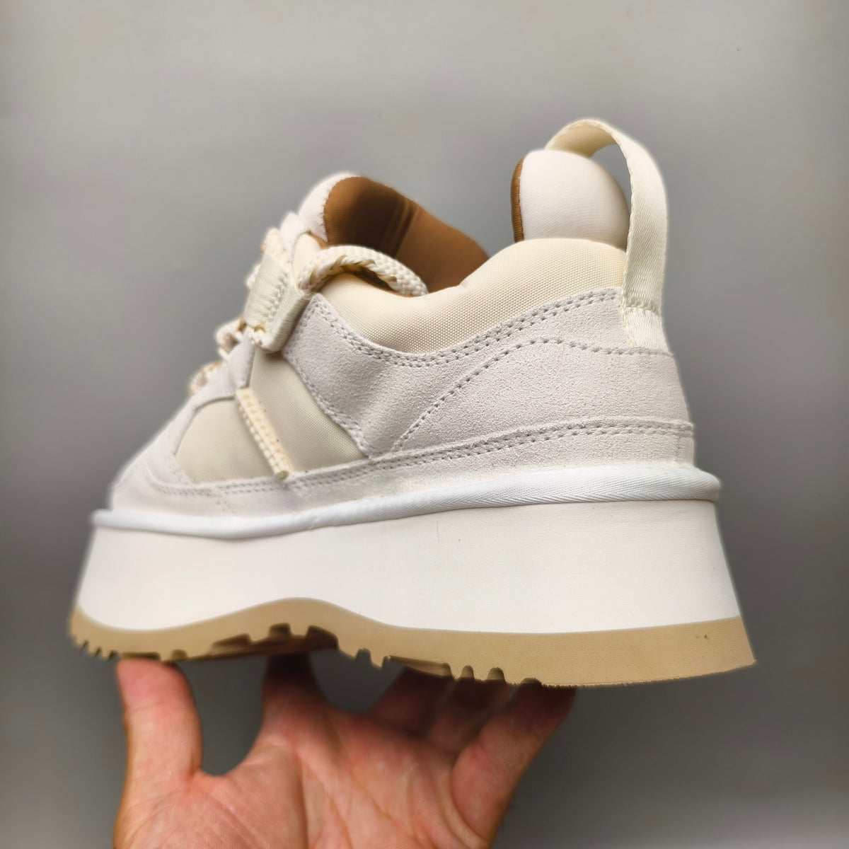 White Chunky Dad Sneakers – Lace-Up Casual Style – In Stock
