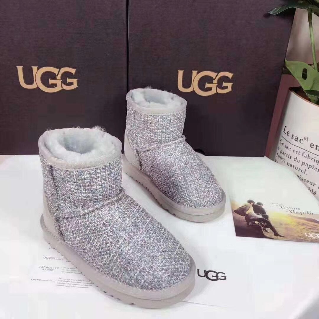 Chanel Gray Kids Chanel-Style Snow Boots