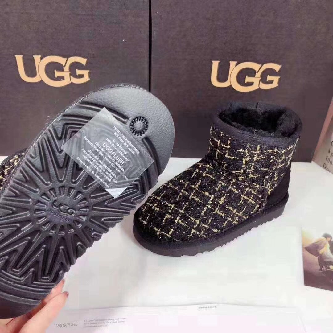 Chanel Black Kids Chanel-Style Snow Boots