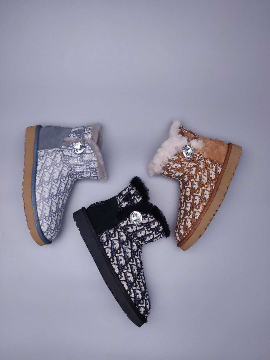 Black Dior-Style Textured Fabric Boots – In Stock
