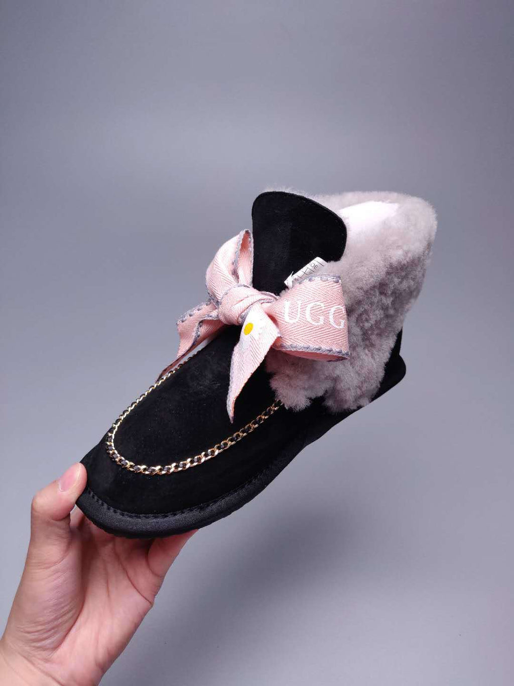 Black Daisy Chain Ribbon Shoes – In Stock