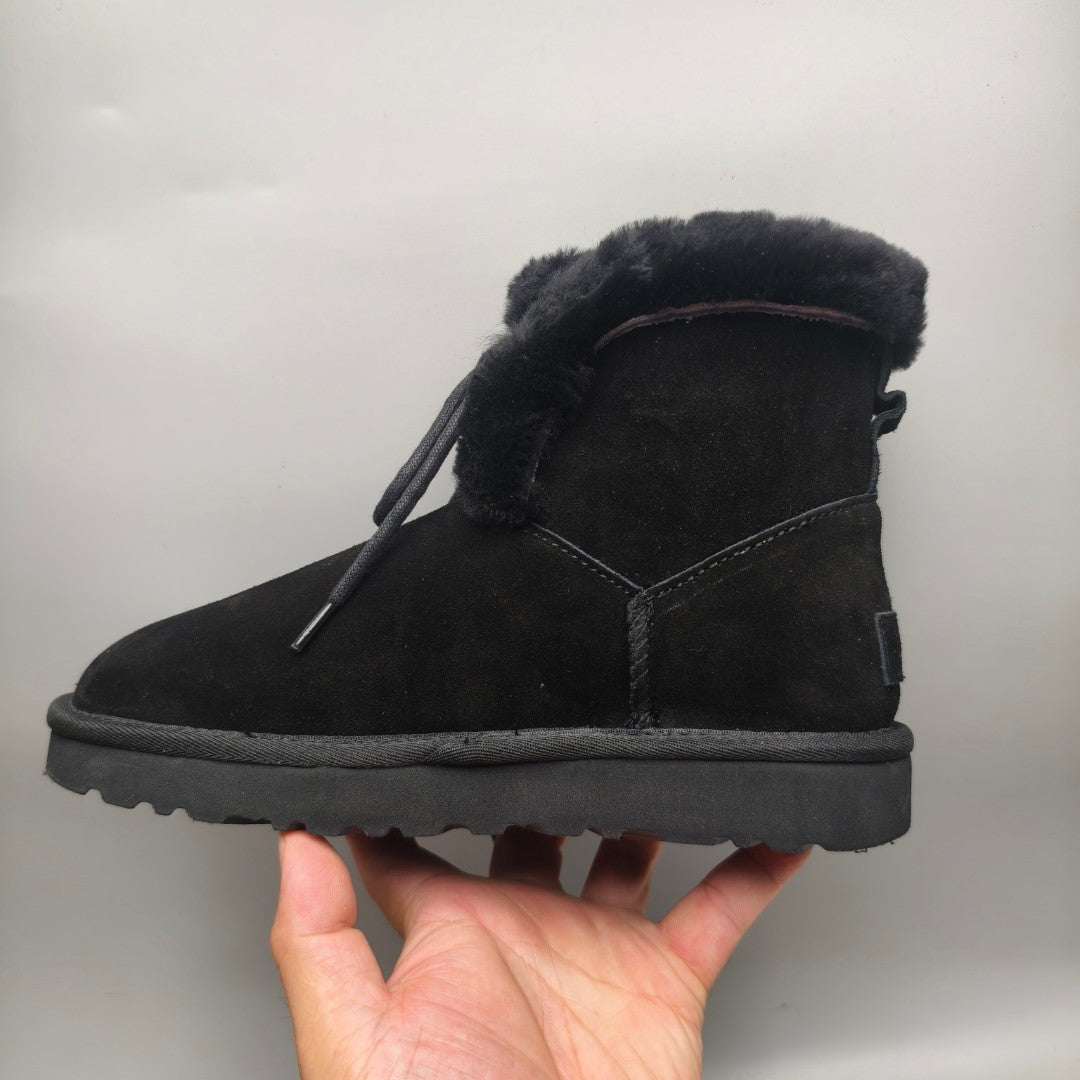 Black Mid-Top Lace-Up Casual Shoes – In Stock