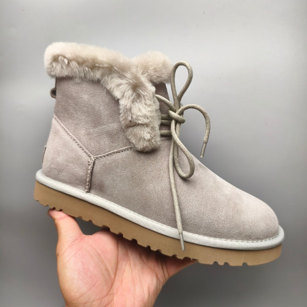 Gray Mid-Top Lace-Up Casual Shoes – In Stock
