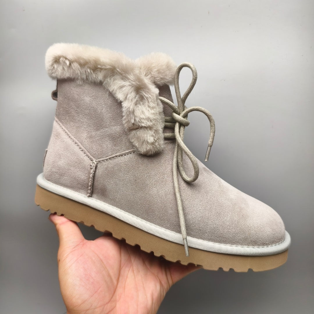 Gray Mid-Top Lace-Up Casual Shoes – In Stock