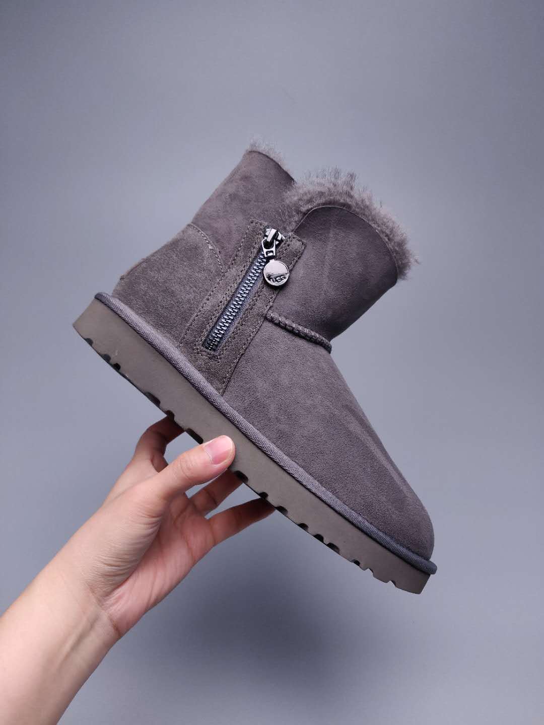 Gray Side-Zip Ankle Boots – In Stock