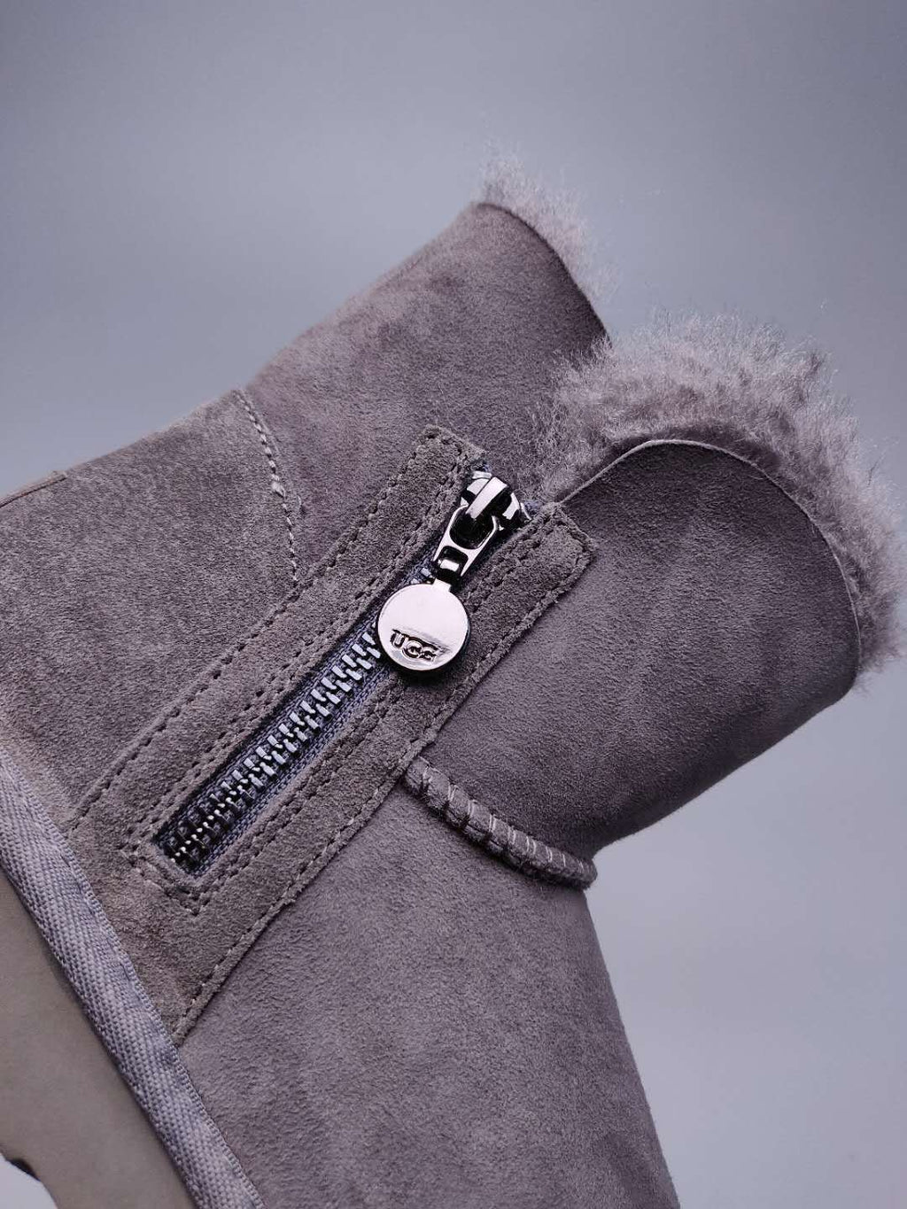 Gray Side-Zip Ankle Boots – In Stock