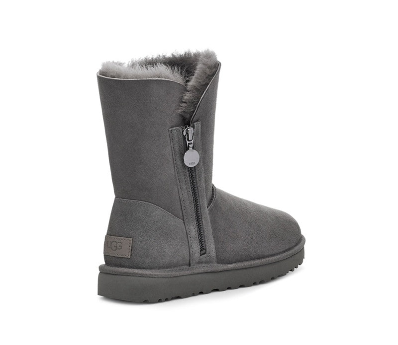 Gray Side-Zip Mid-Calf Boots – In Stock