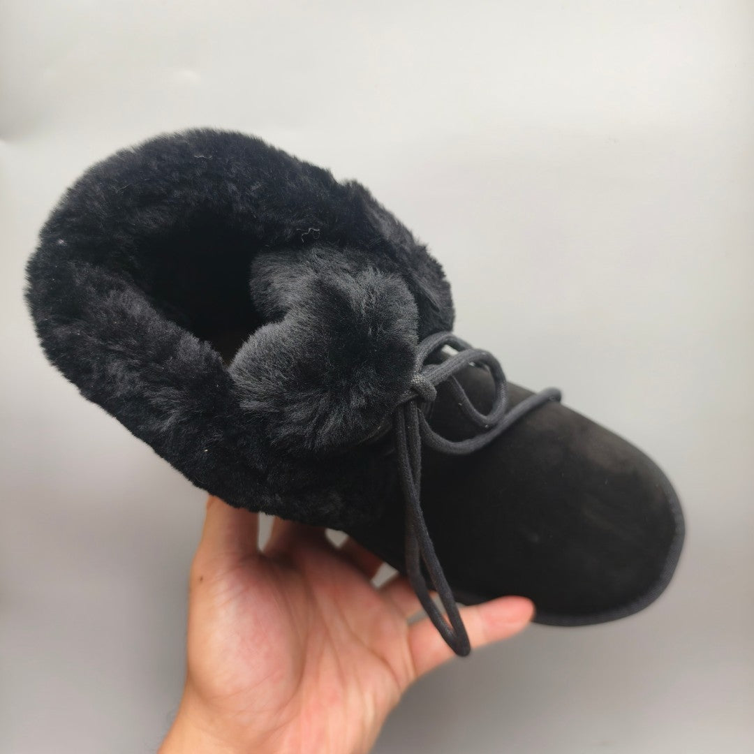 Black Mid-Top Lace-Up Casual Shoes – In Stock