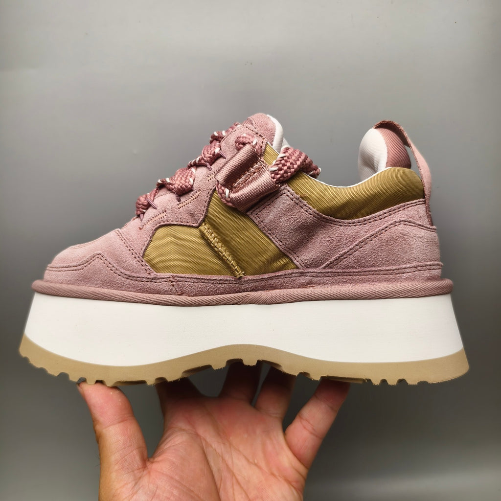 Pink Chunky Dad Sneakers – Lace-Up Casual Style – In Stock