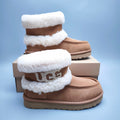 Chestnut Curly Fur Big Logo Mid-Top Trendy Boots – In Stock
