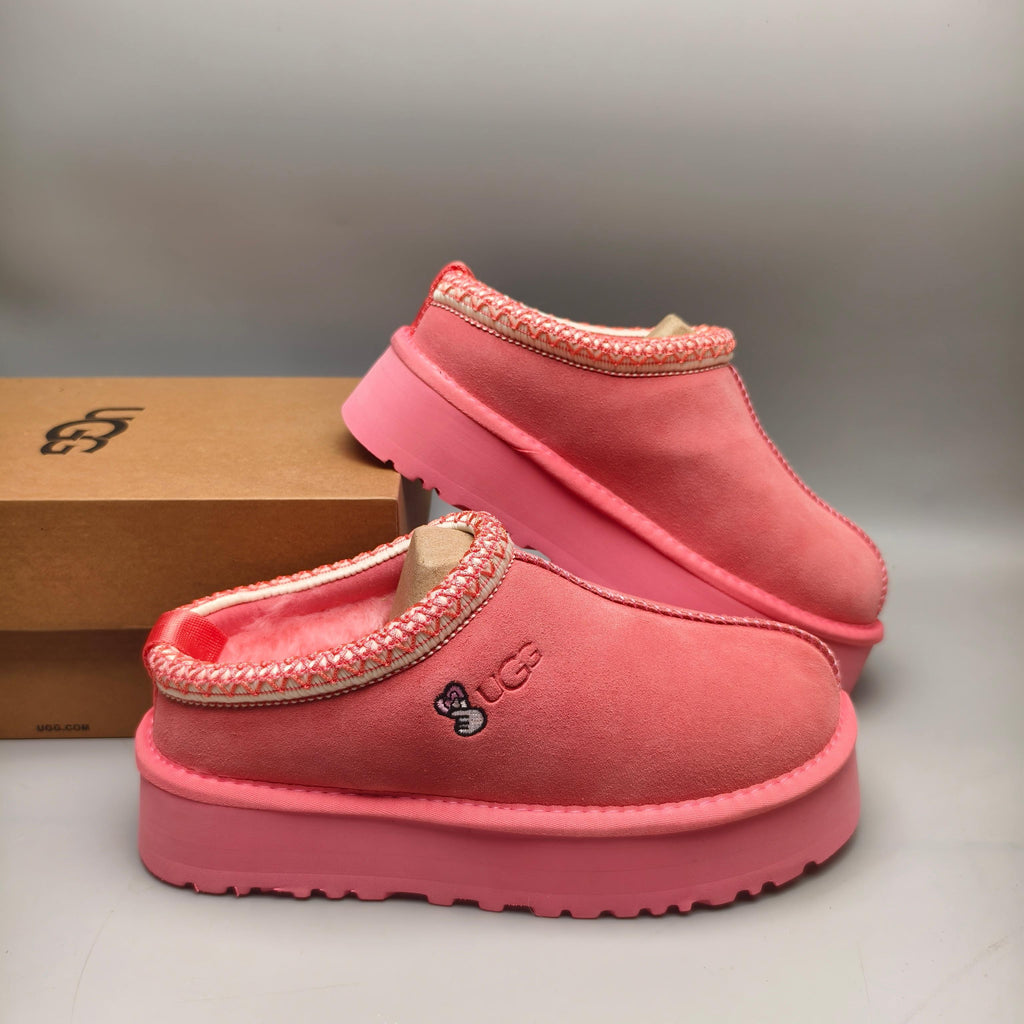 Rose Red Ethnic Style Thick-Sole Casual Shoes – In Stock