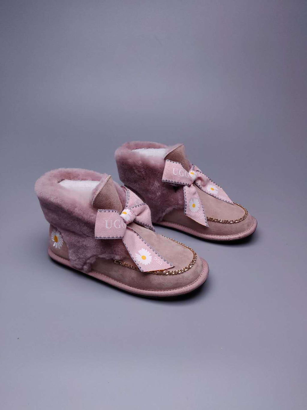 Dusk Pink Daisy Chain Ribbon Shoes – In Stock
