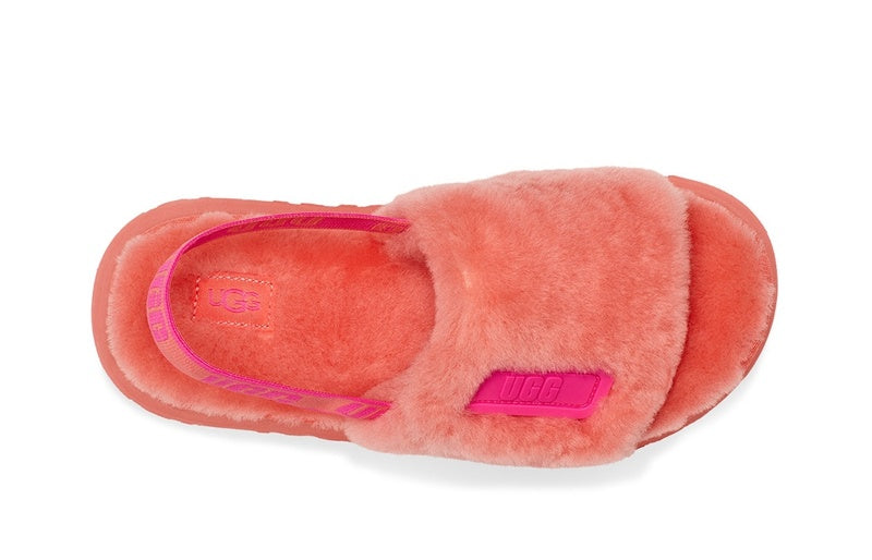 Coral Red Disco Fluffy Sandals – In Stock