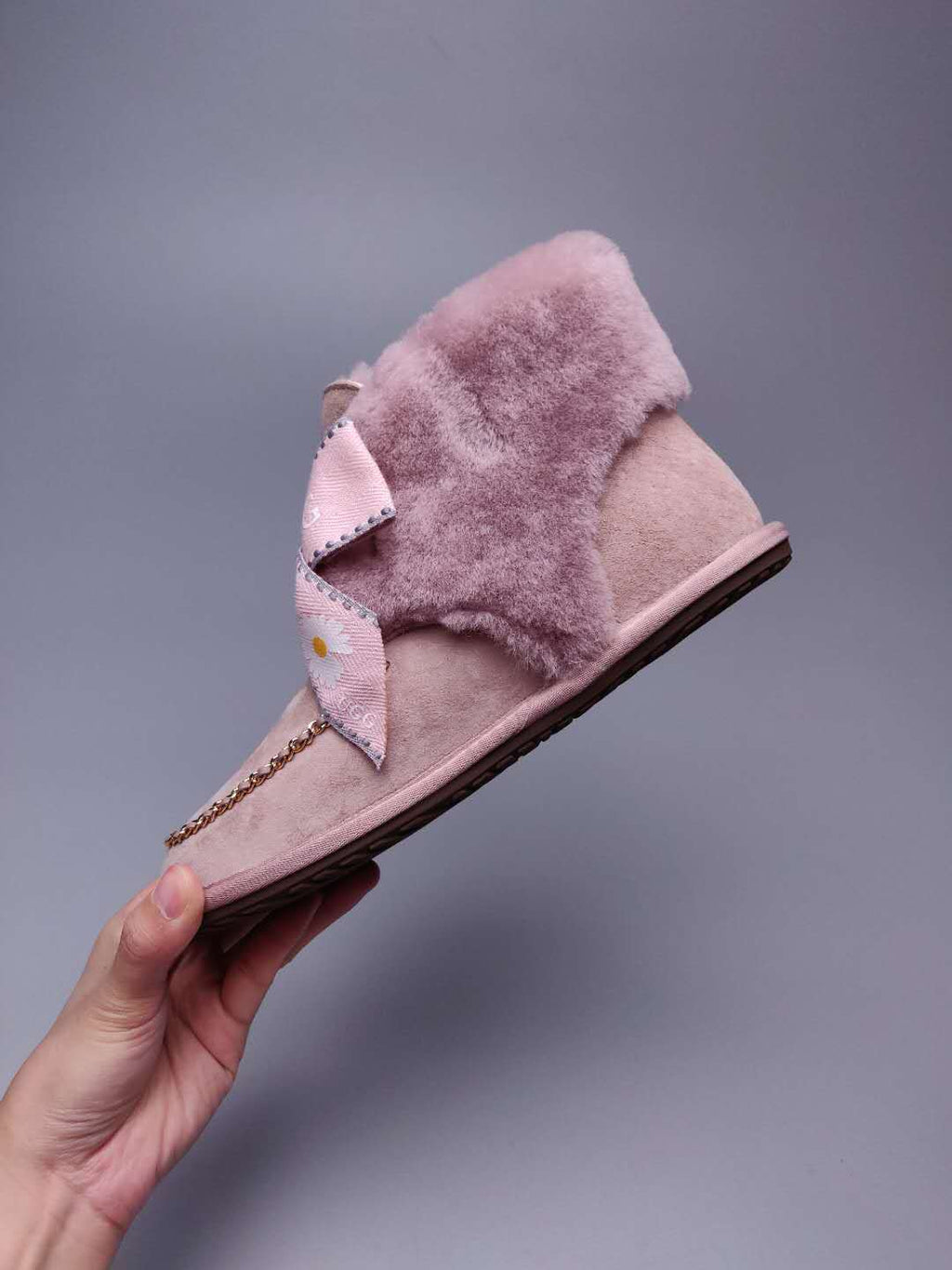 Dusk Pink Daisy Chain Ribbon Shoes – In Stock