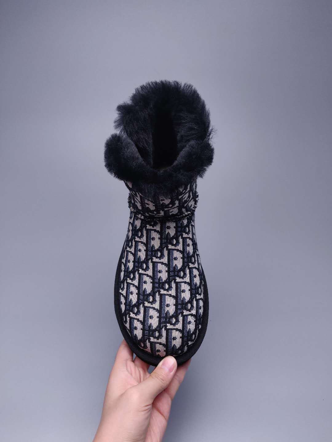 Black Dior-Style Textured Fabric Boots – In Stock