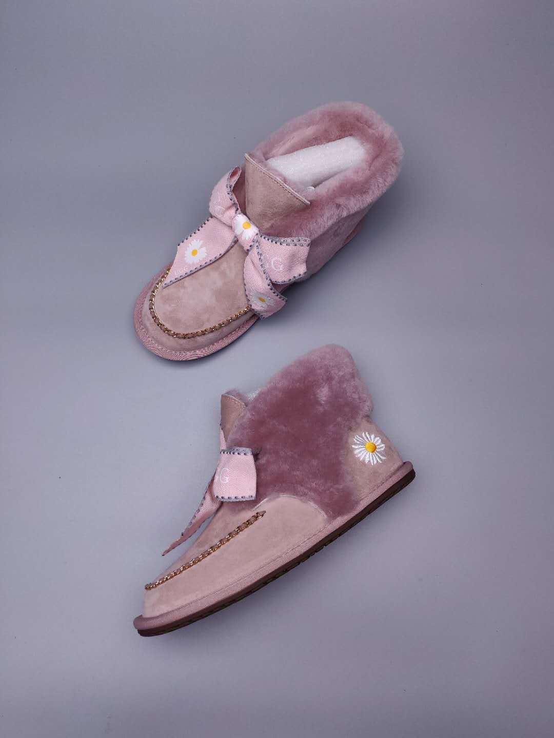 Dusk Pink Daisy Chain Ribbon Shoes – In Stock