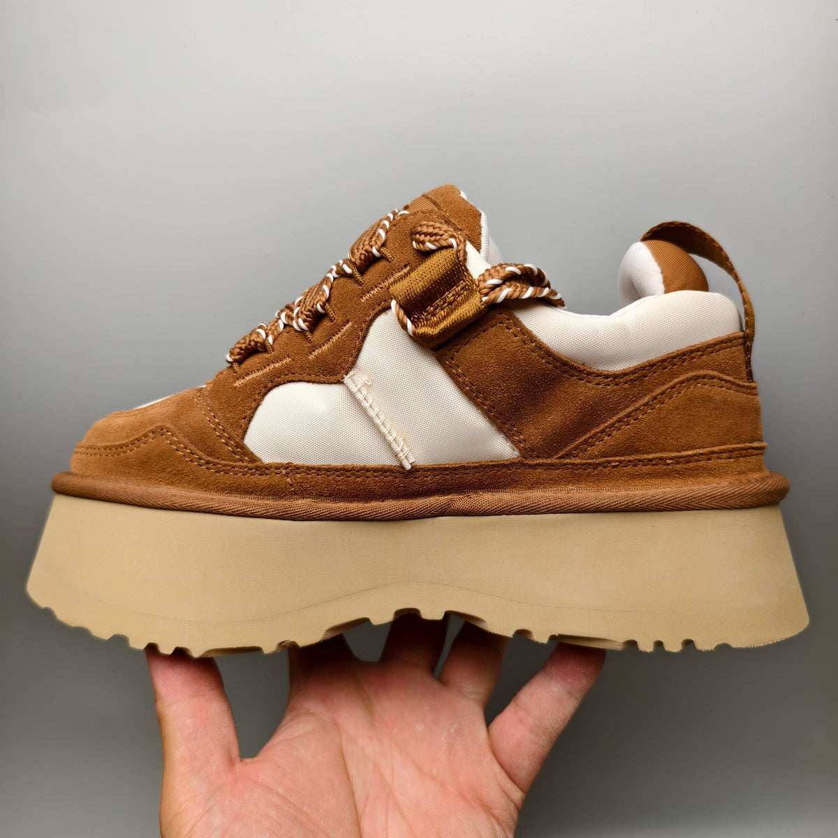 Chestnut Chunky Dad Sneakers – Lace-Up Casual Style – In Stock
